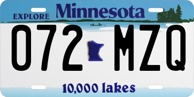 MN license plate 072MZQ