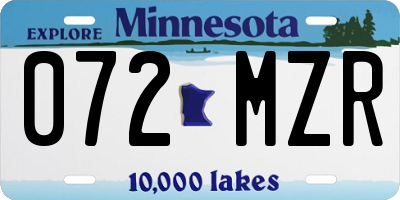 MN license plate 072MZR