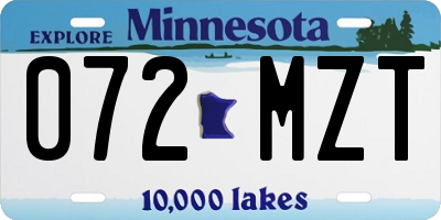 MN license plate 072MZT