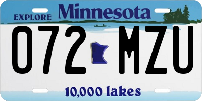 MN license plate 072MZU