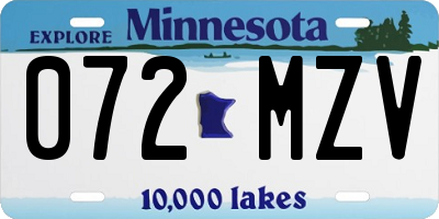 MN license plate 072MZV