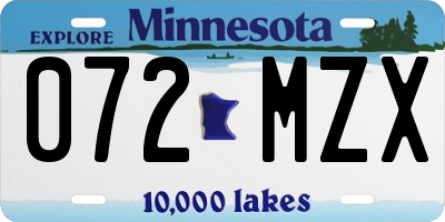 MN license plate 072MZX