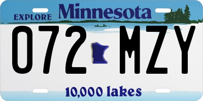MN license plate 072MZY