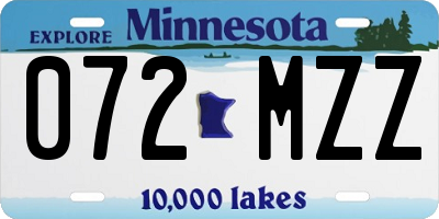 MN license plate 072MZZ