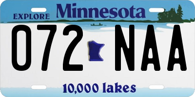 MN license plate 072NAA