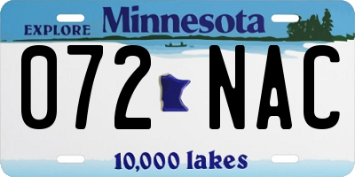 MN license plate 072NAC