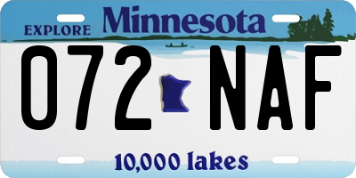 MN license plate 072NAF