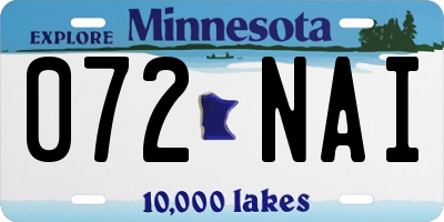 MN license plate 072NAI