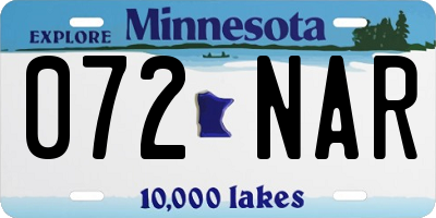 MN license plate 072NAR
