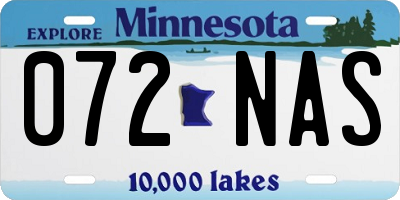 MN license plate 072NAS