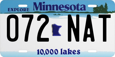 MN license plate 072NAT