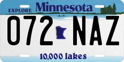MN license plate 072NAZ