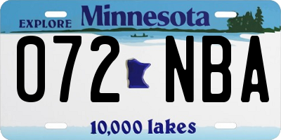 MN license plate 072NBA