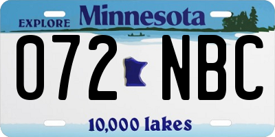 MN license plate 072NBC