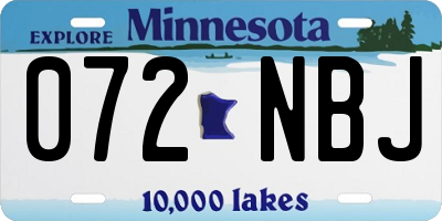 MN license plate 072NBJ