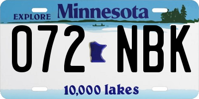 MN license plate 072NBK