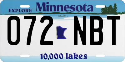 MN license plate 072NBT
