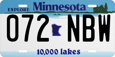 MN license plate 072NBW