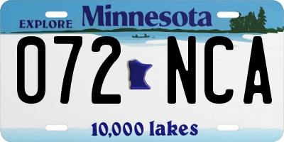 MN license plate 072NCA