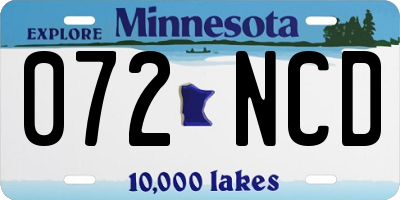 MN license plate 072NCD
