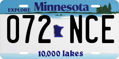 MN license plate 072NCE