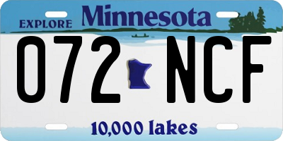 MN license plate 072NCF
