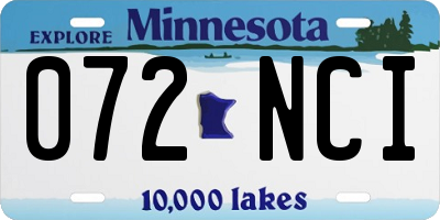 MN license plate 072NCI