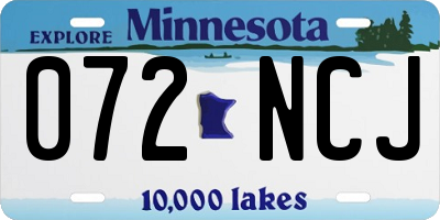 MN license plate 072NCJ