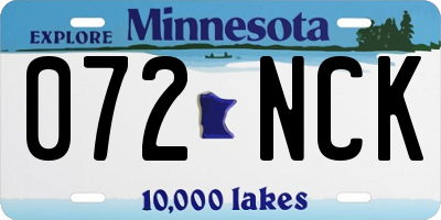 MN license plate 072NCK