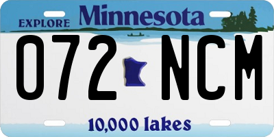 MN license plate 072NCM