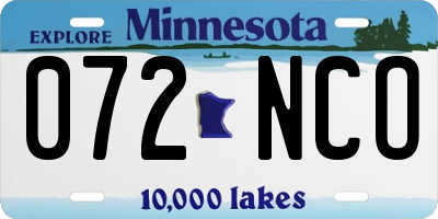 MN license plate 072NCO