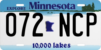 MN license plate 072NCP