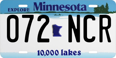 MN license plate 072NCR