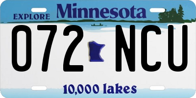 MN license plate 072NCU