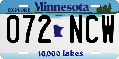 MN license plate 072NCW