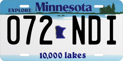 MN license plate 072NDI