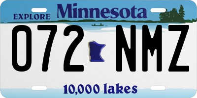MN license plate 072NMZ