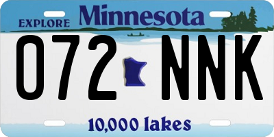 MN license plate 072NNK