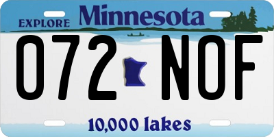 MN license plate 072NOF