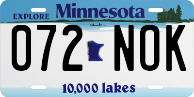 MN license plate 072NOK