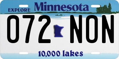 MN license plate 072NON