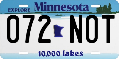 MN license plate 072NOT