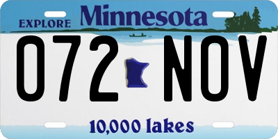 MN license plate 072NOV