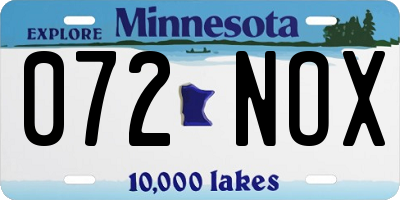 MN license plate 072NOX