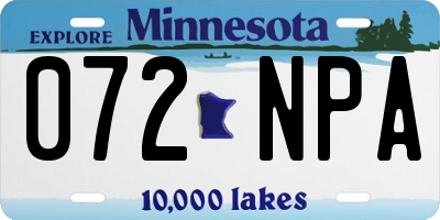 MN license plate 072NPA