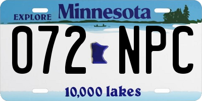 MN license plate 072NPC