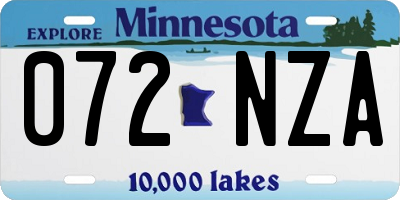 MN license plate 072NZA