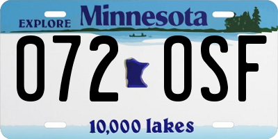 MN license plate 072OSF
