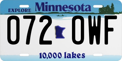 MN license plate 072OWF