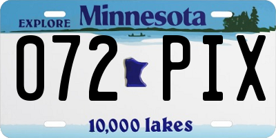 MN license plate 072PIX